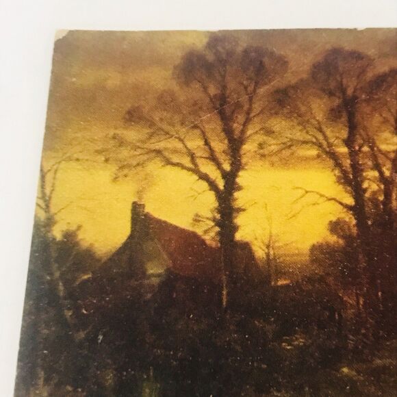 Postcard Sheep After the Storm Divided Cottage Sunset Shepherd Horse Unposted - Picture 5 of 10